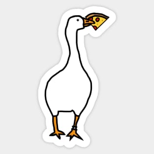 White Goose Steals Pizza Sticker